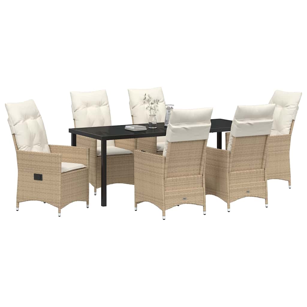 Have Spisebordssæt med pude 7 pcs Beige polyrattan