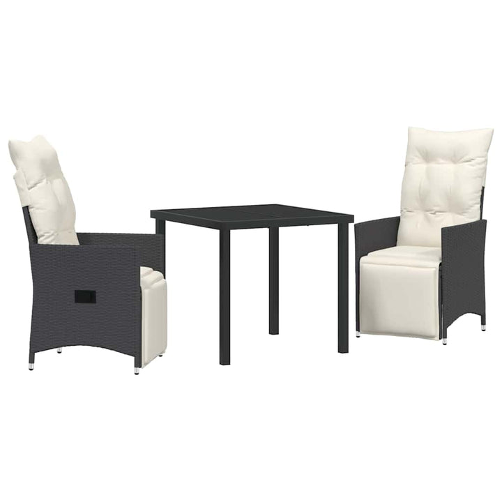 Have Spisebordssæt med pude 3 pcs Sort polyrattan