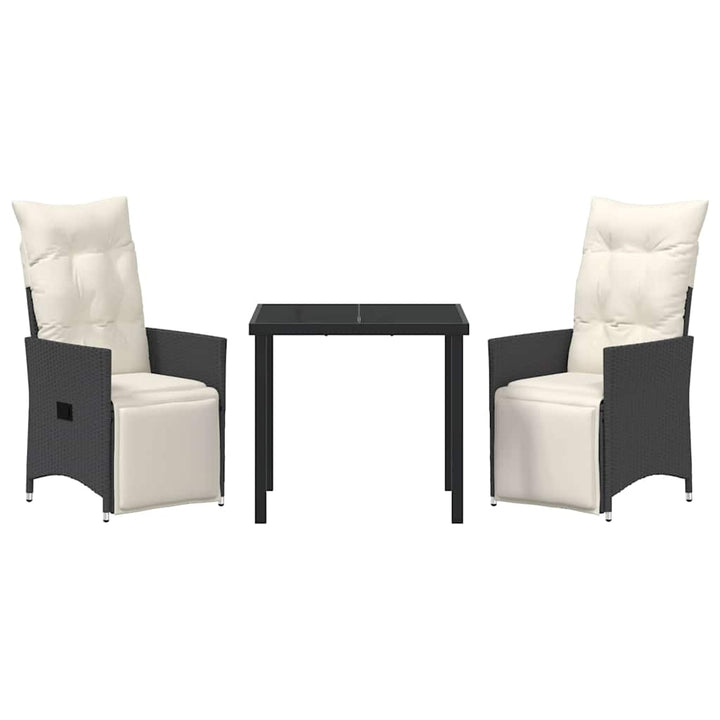 Have Spisebordssæt med pude 3 pcs Sort polyrattan