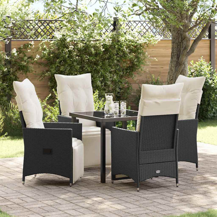 Have Spisebordssæt med pude 5 pcs Sort polyrattan