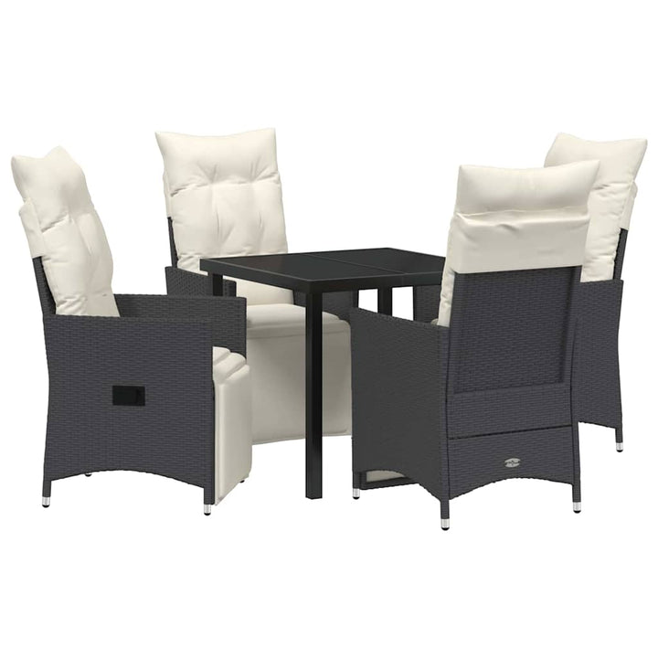 Have Spisebordssæt med pude 5 pcs Sort polyrattan