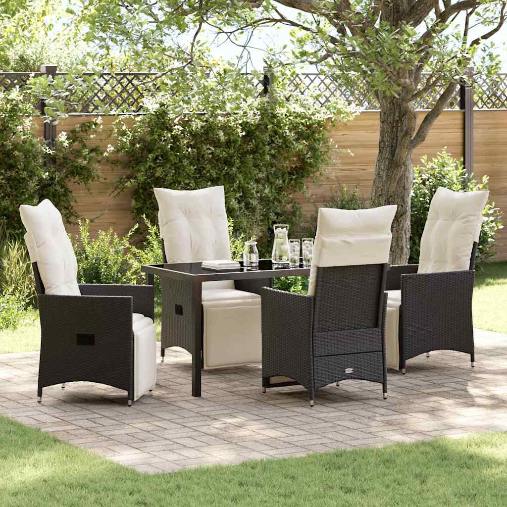 Have Spisebordssæt med pude 5 pcs Sort polyrattan