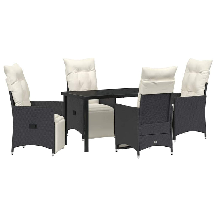 Have Spisebordssæt med pude 5 pcs Sort polyrattan