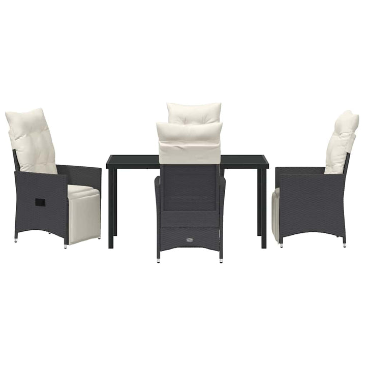 Have Spisebordssæt med pude 5 pcs Sort polyrattan