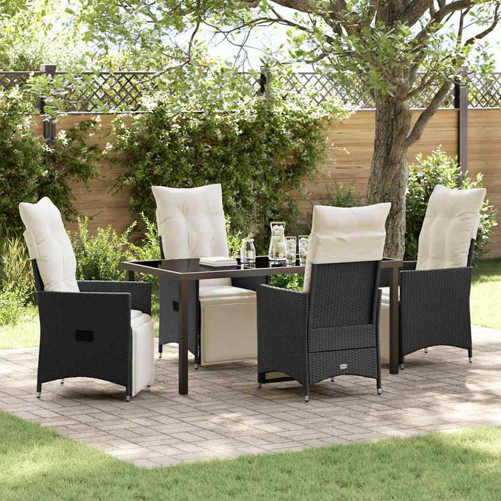 Have Spisebordssæt med pude 5 pcs Sort polyrattan