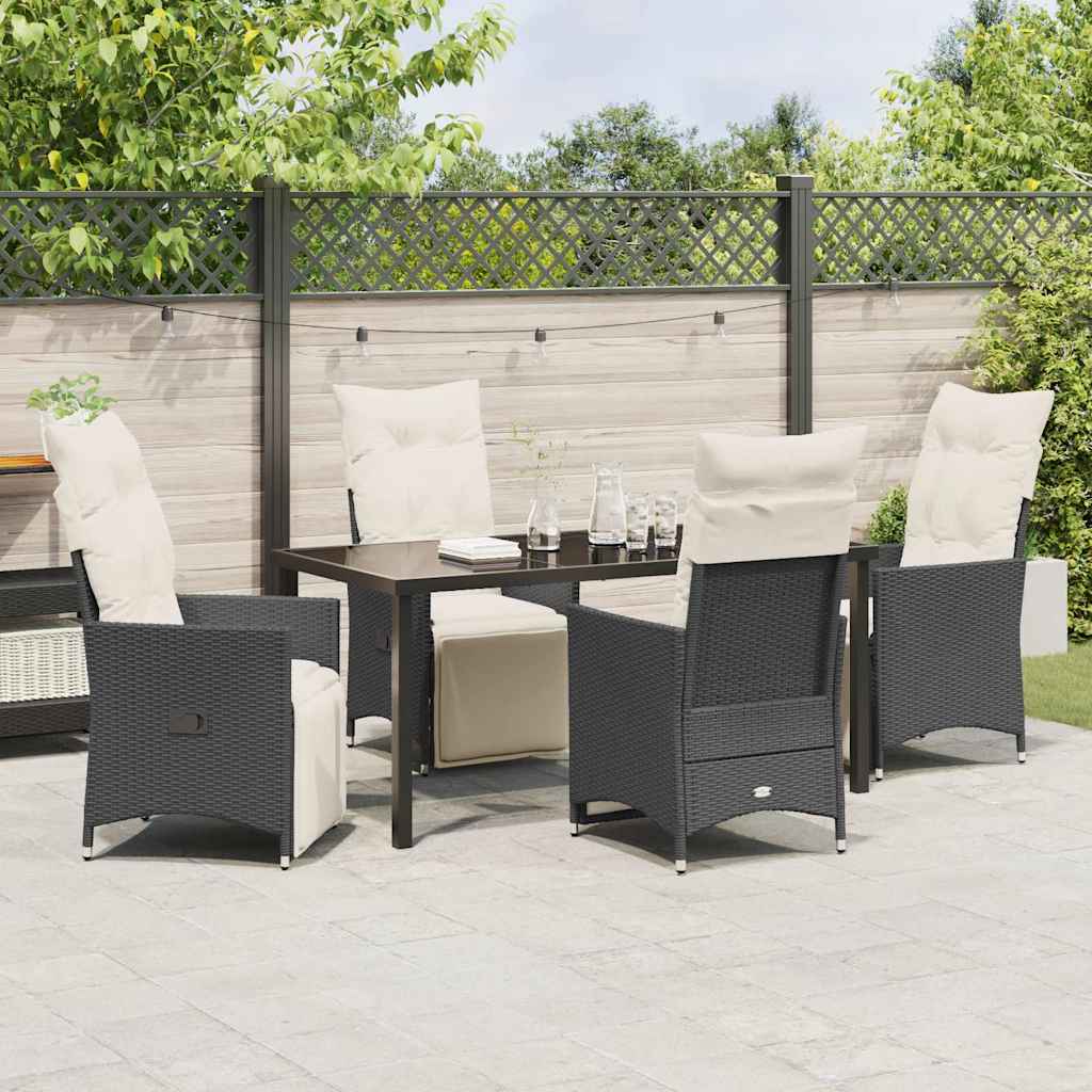 Have Spisebordssæt med pude 5 pcs Sort polyrattan