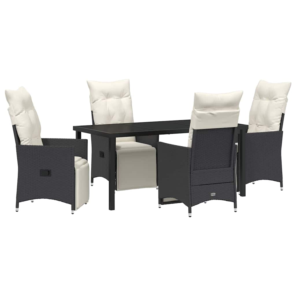 Have Spisebordssæt med pude 5 pcs Sort polyrattan