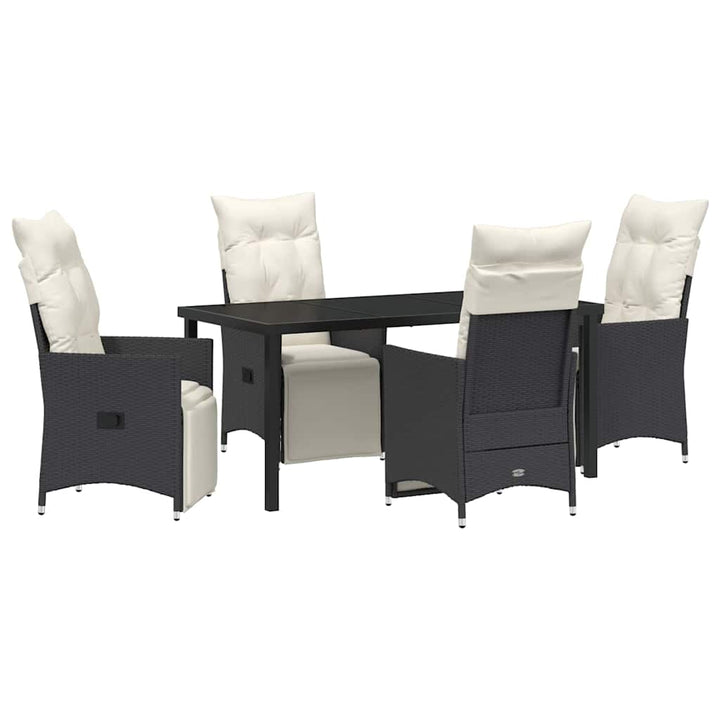 Have Spisebordssæt med pude 5 pcs Sort polyrattan