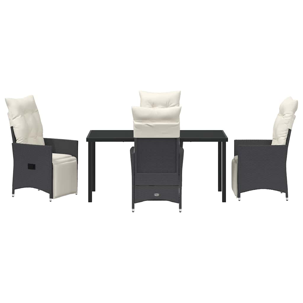 Have Spisebordssæt med pude 5 pcs Sort polyrattan
