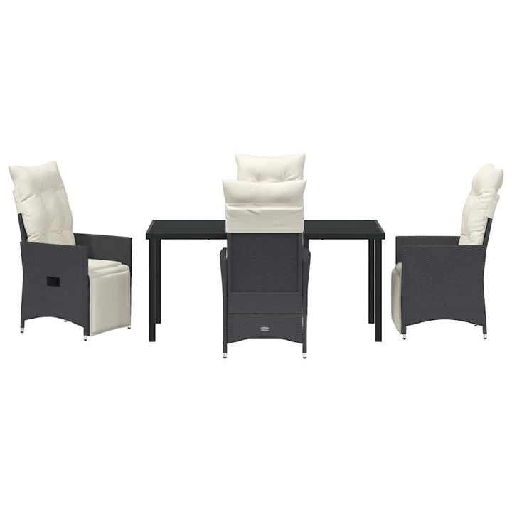 Have Spisebordssæt med pude 5 pcs Sort polyrattan
