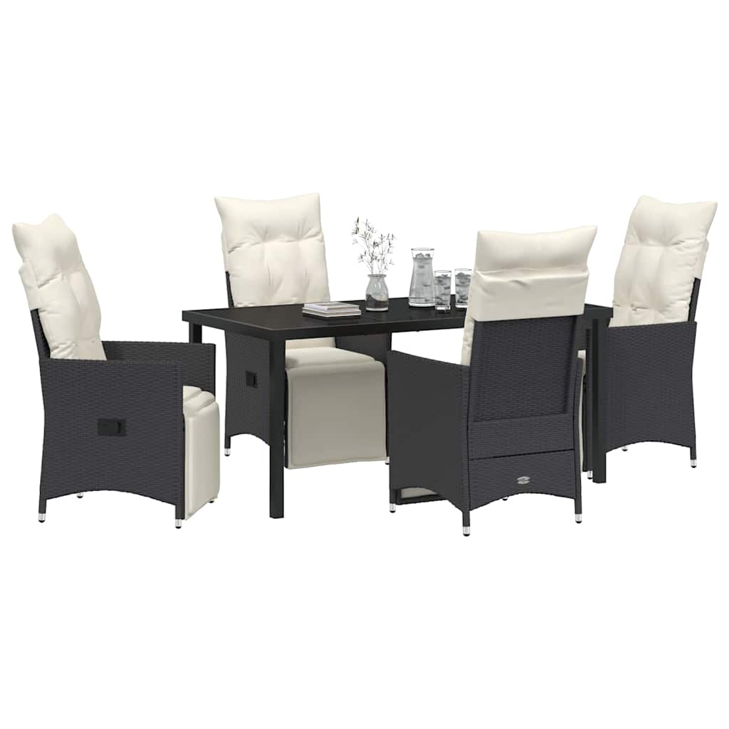 Have Spisebordssæt med pude 5 pcs Sort polyrattan