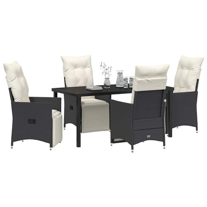Have Spisebordssæt med pude 5 pcs Sort polyrattan