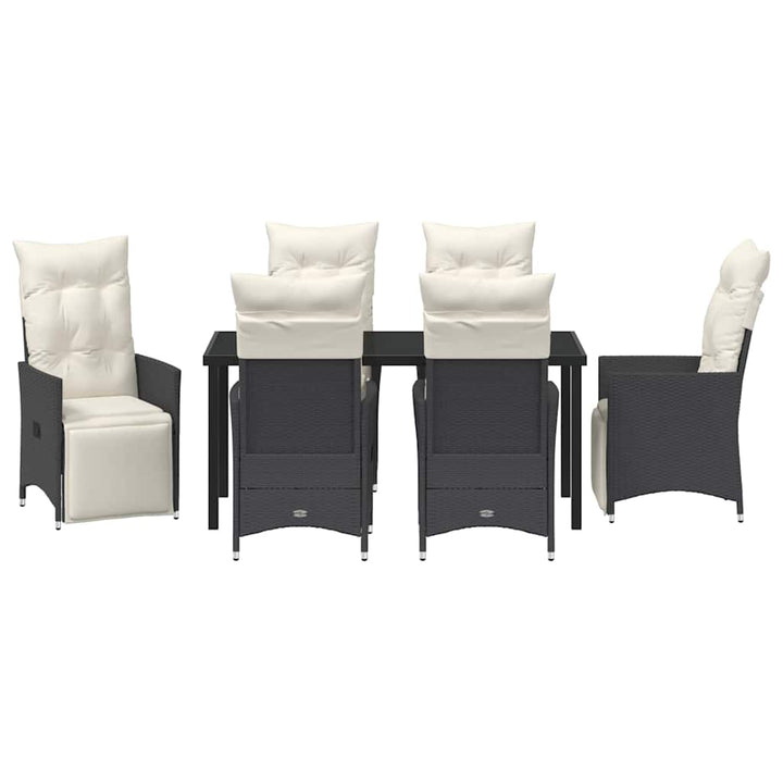 Have Spisebordssæt med pude 7 pcs Sort polyrattan