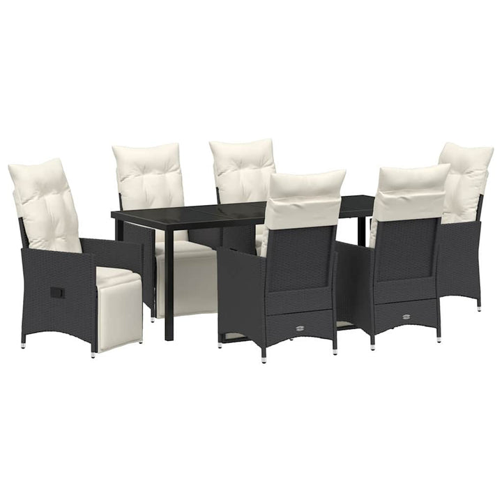 Have Spisebordssæt med pude 7 pcs Sort polyrattan