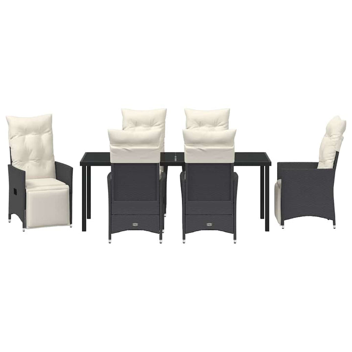 Have Spisebordssæt med pude 7 pcs Sort polyrattan
