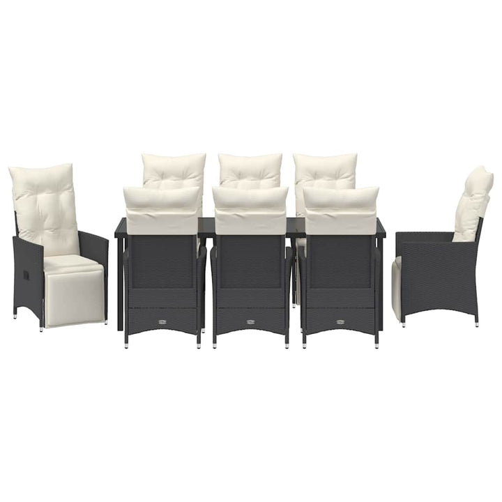 Have Spisebordssæt med pude 9 pcs Sort polyrattan