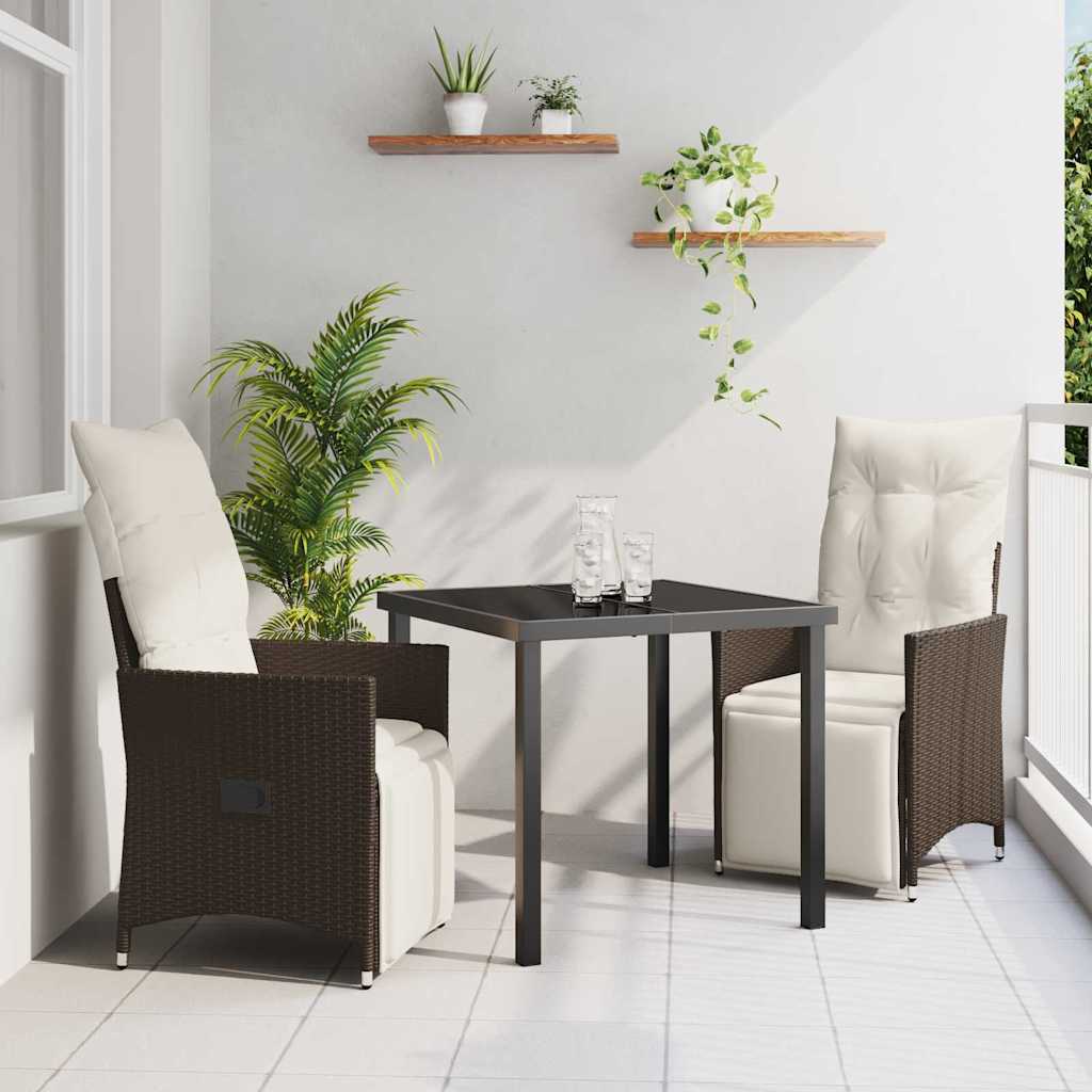 Have Spisebordssæt med pude 3 pcs Brun polyrattan
