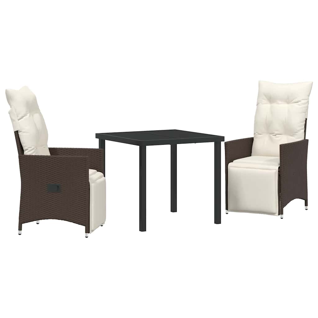 Have Spisebordssæt med pude 3 pcs Brun polyrattan