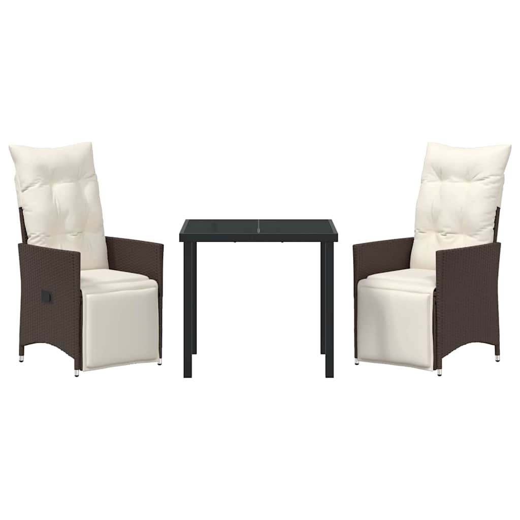Have Spisebordssæt med pude 3 pcs Brun polyrattan