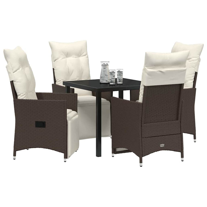Have Spisebordssæt med pude 5 pcs Brun polyrattan