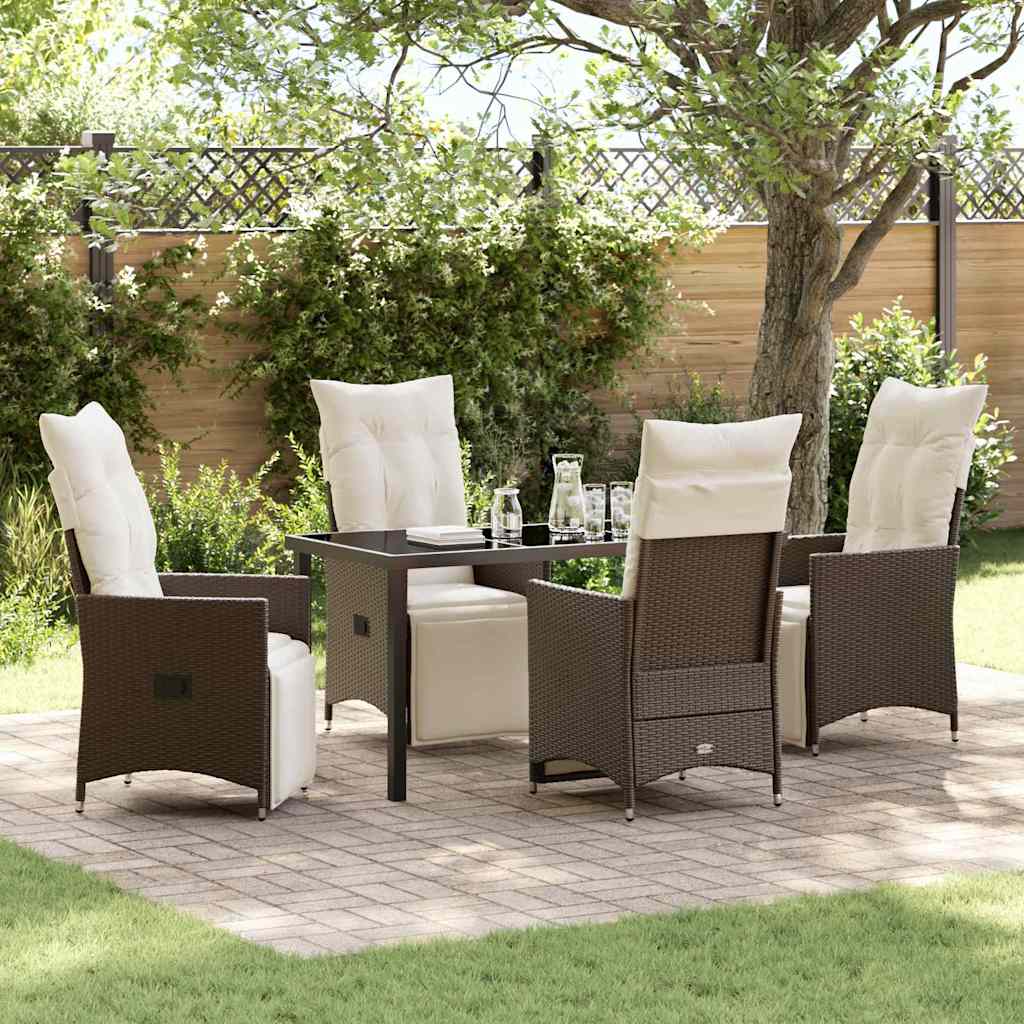 Have Spisebordssæt med pude 5 pcs Brun polyrattan
