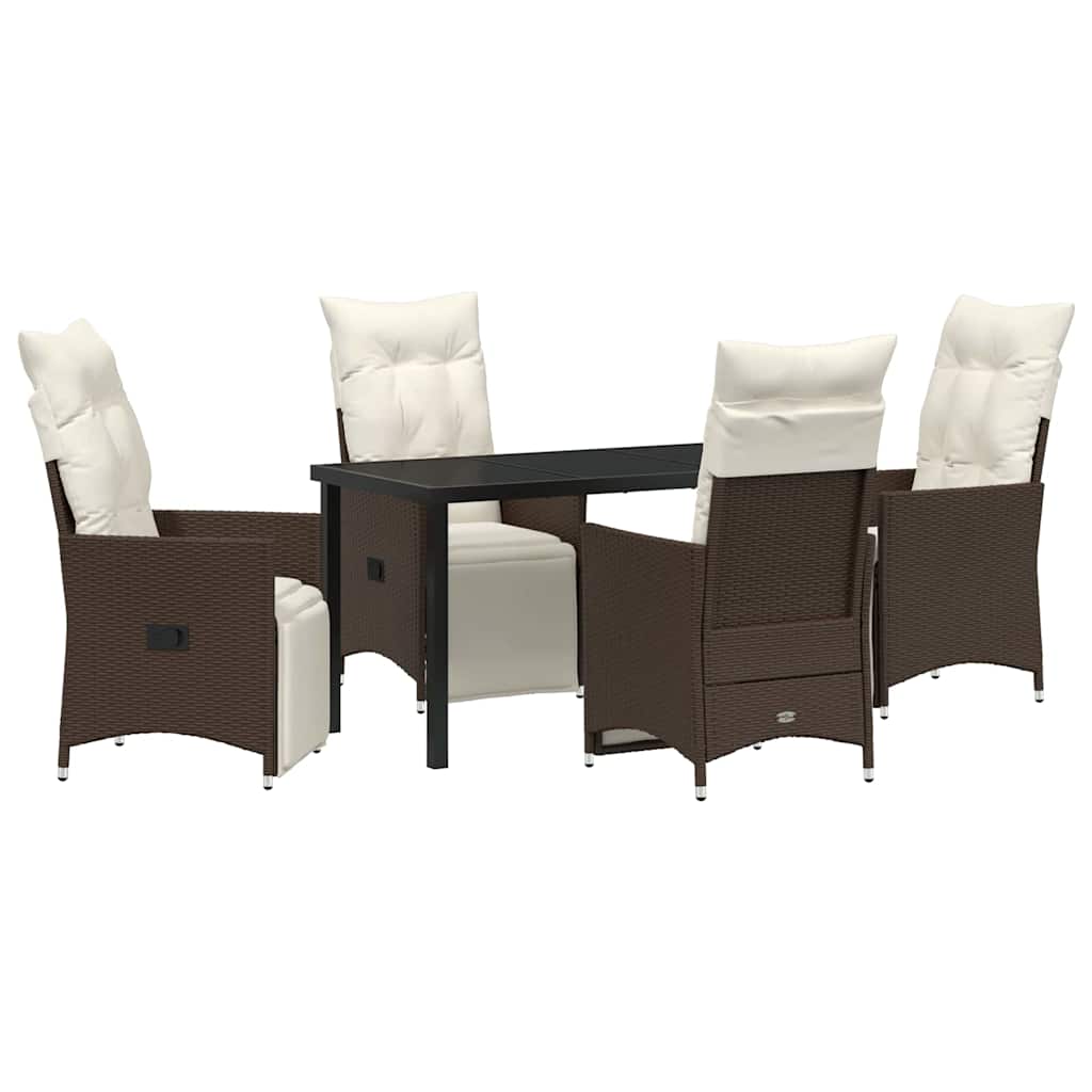 Have Spisebordssæt med pude 5 pcs Brun polyrattan