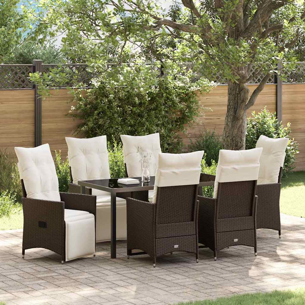 Have Spisebordssæt med pude 7 pcs Brun polyrattan