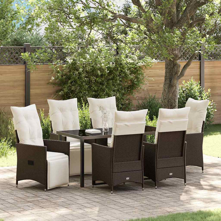 Have Spisebordssæt med pude 7 pcs Brun polyrattan