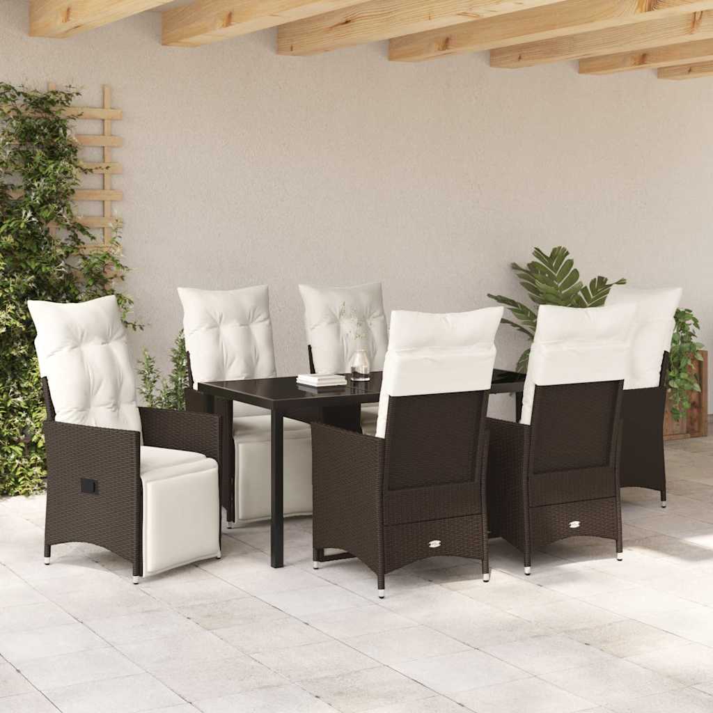 Have Spisebordssæt med pude 7 pcs Brun polyrattan