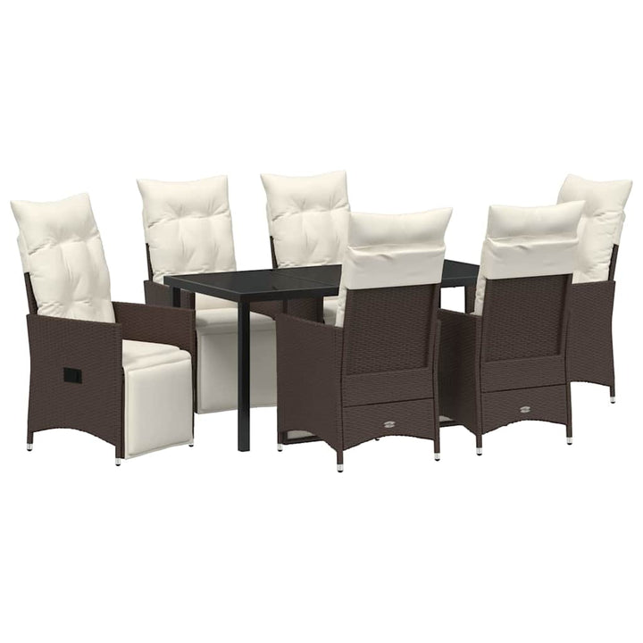 Have Spisebordssæt med pude 7 pcs Brun polyrattan