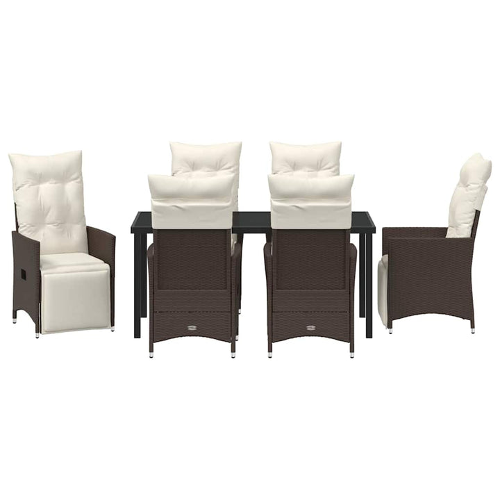 Have Spisebordssæt med pude 7 pcs Brun polyrattan