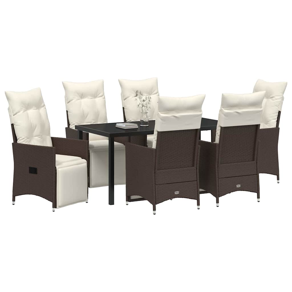 Have Spisebordssæt med pude 7 pcs Brun polyrattan