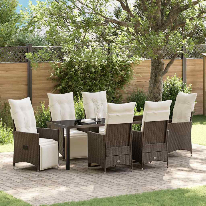 Have Spisebordssæt med pude 7 pcs Brun polyrattan