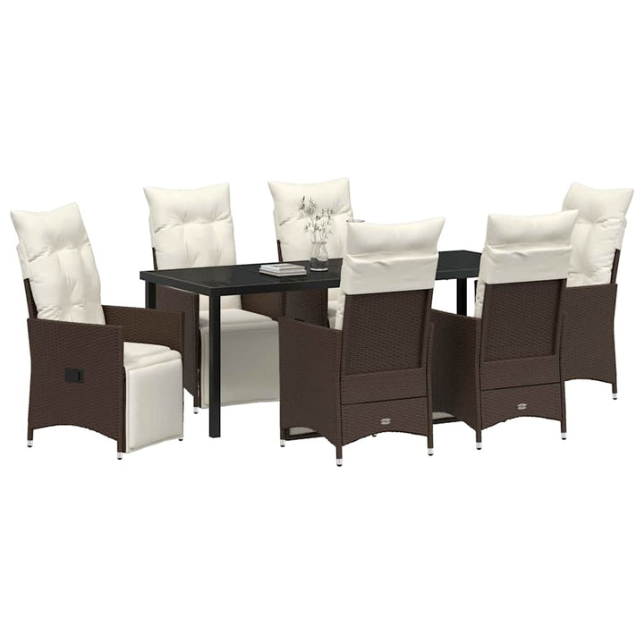 Have Spisebordssæt med pude 7 pcs Brun polyrattan