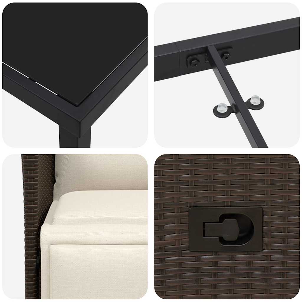 Have Spisebordssæt med pude 9 pcs Brun polyrattan