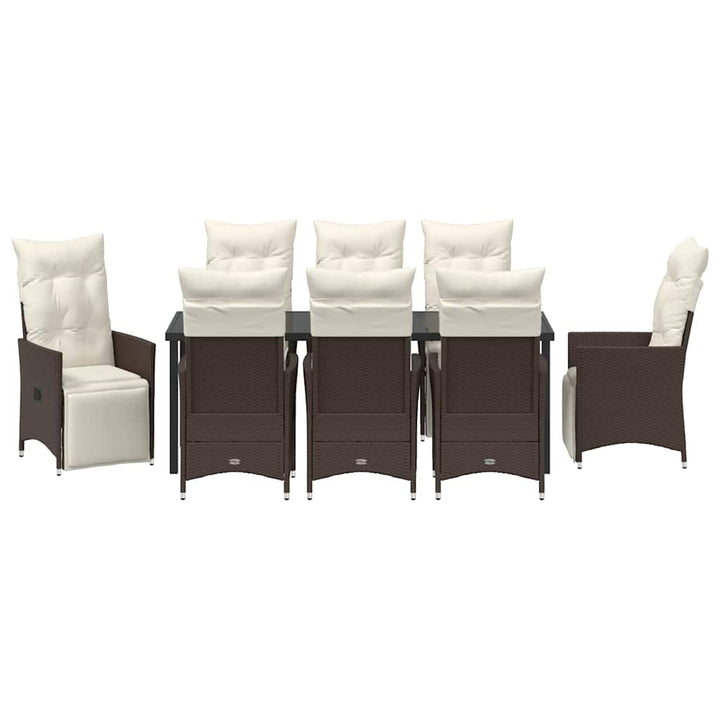 Have Spisebordssæt med pude 9 pcs Brun polyrattan