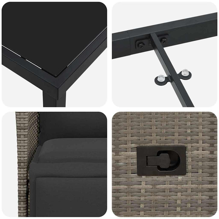 Have Spisebordssæt med pude 5 pcs Grå polyrattan