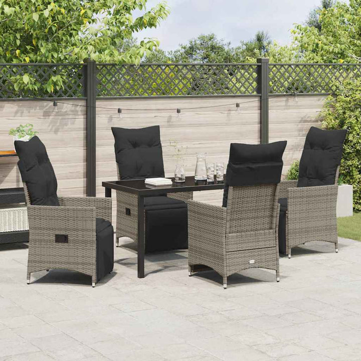 Have Spisebordssæt med pude 5 pcs Grå polyrattan