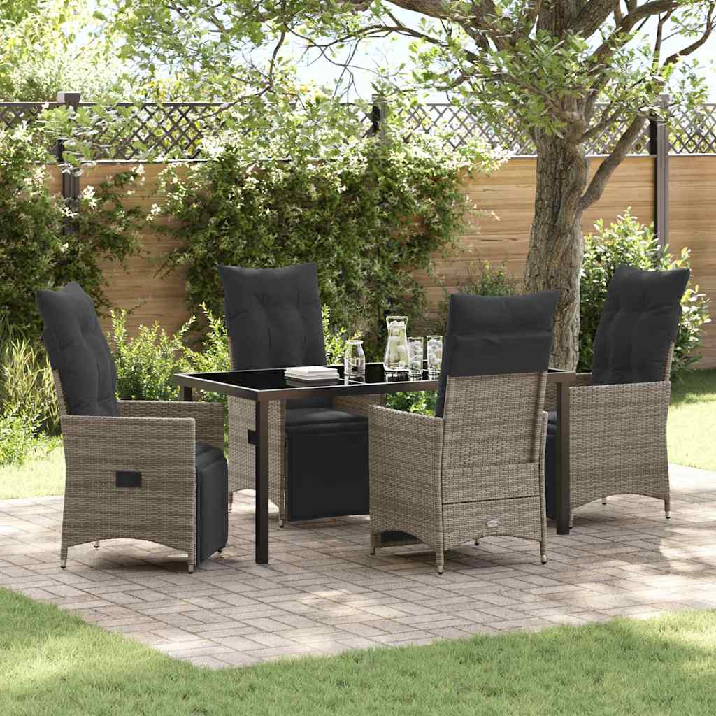 Have Spisebordssæt med pude 5 pcs Grå polyrattan