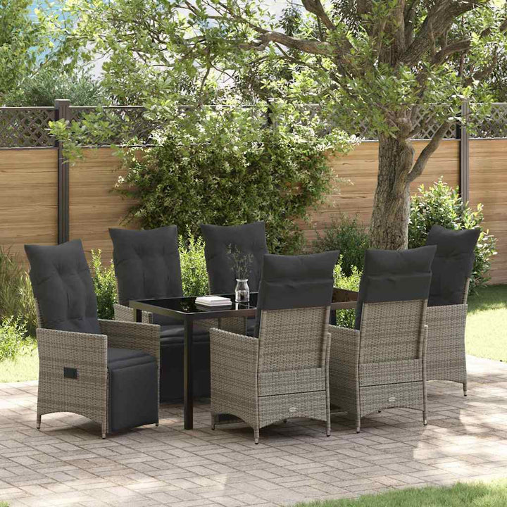 Have Spisebordssæt med pude 7 pcs Grå polyrattan