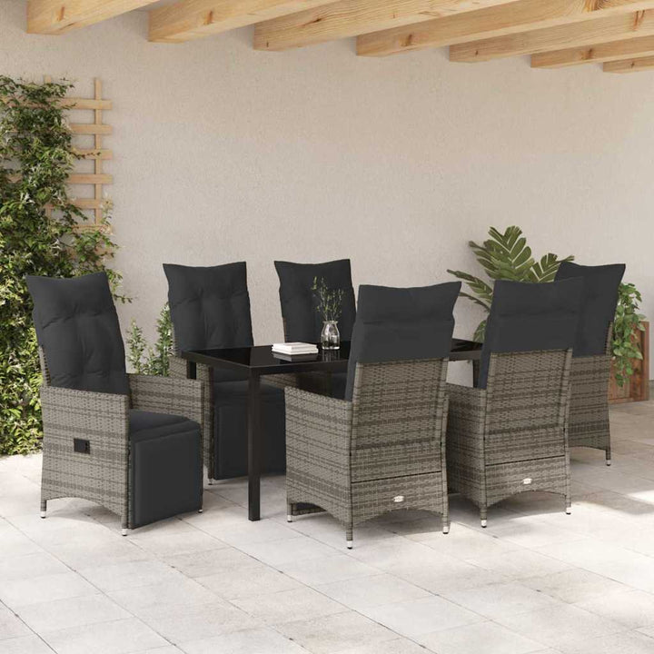 Have Spisebordssæt med pude 7 pcs Grå polyrattan