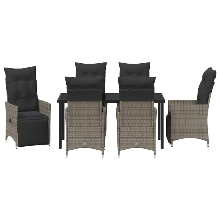 Have Spisebordssæt med pude 7 pcs Grå polyrattan