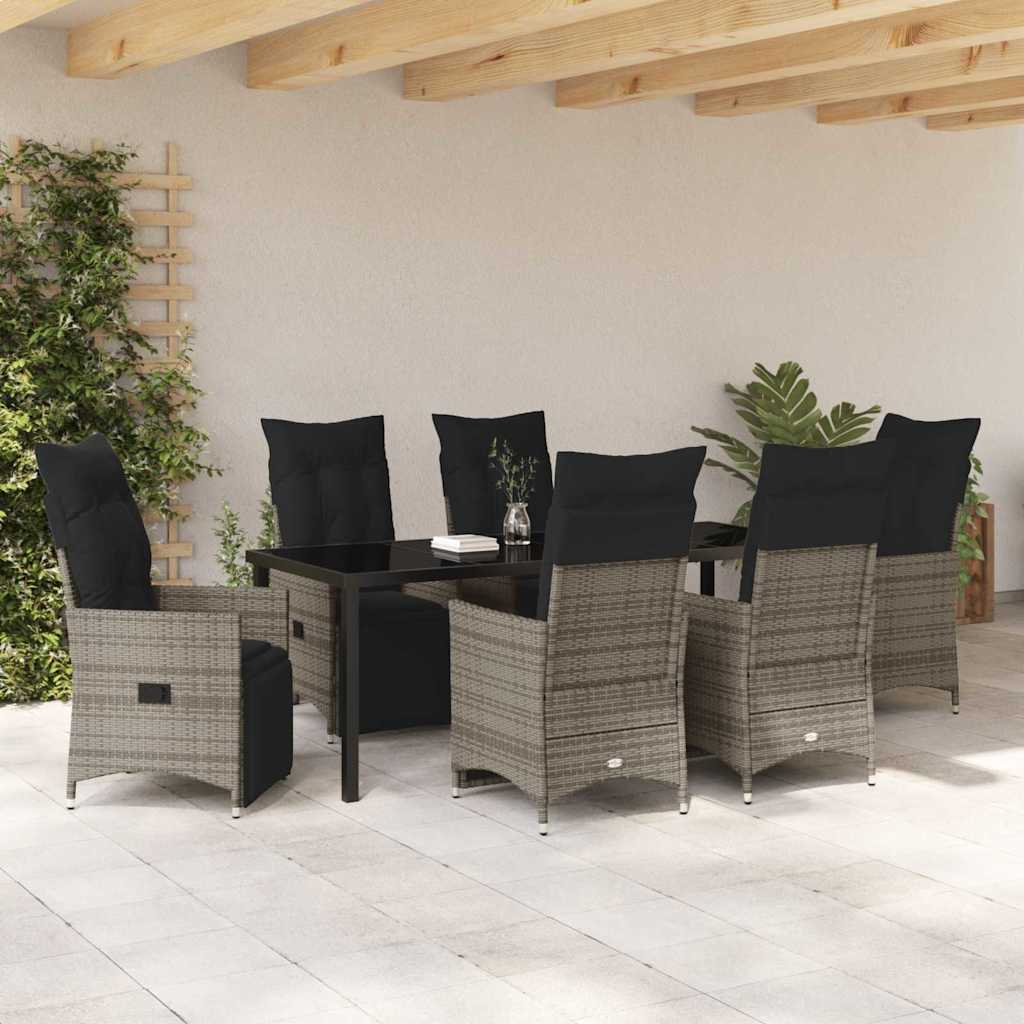 Have Spisebordssæt med pude 7 pcs Grå polyrattan