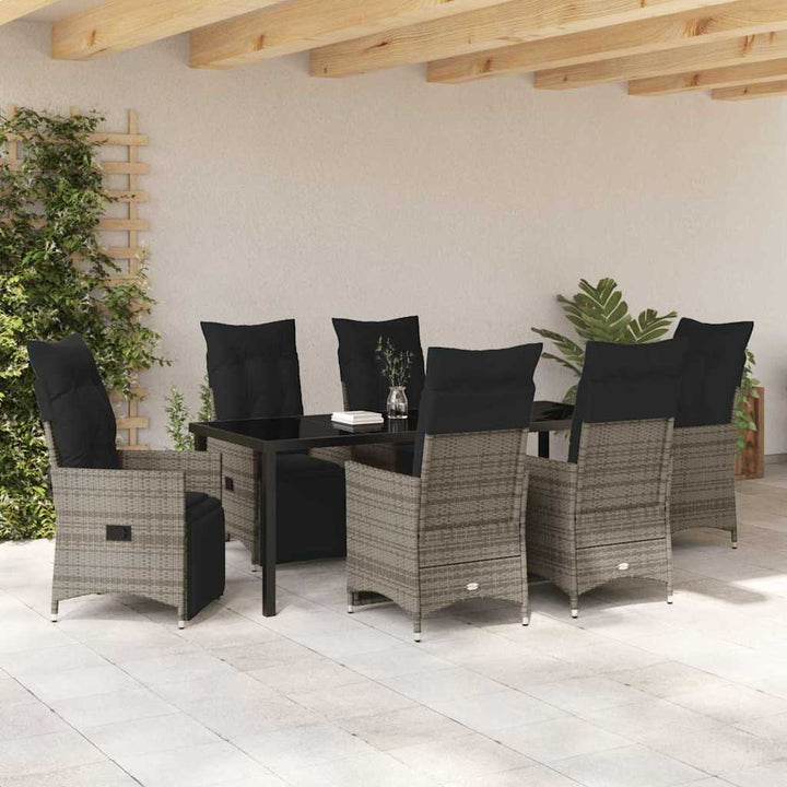 Have Spisebordssæt med pude 7 pcs Grå polyrattan