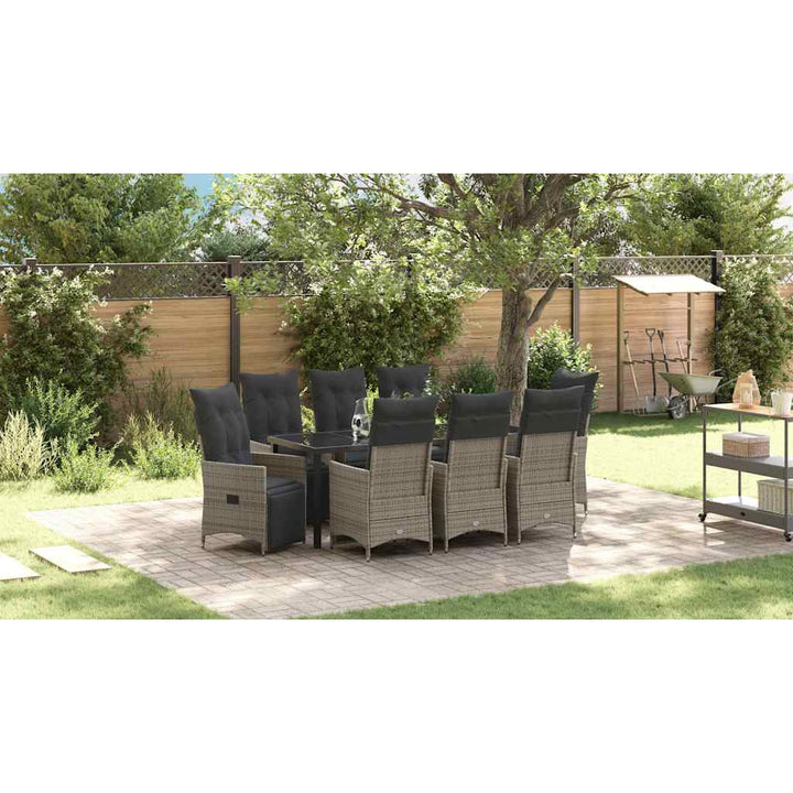 Have Spisebordssæt med pude 9 pcs Grå polyrattan