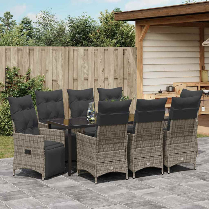 Have Spisebordssæt med pude 9 pcs Grå polyrattan