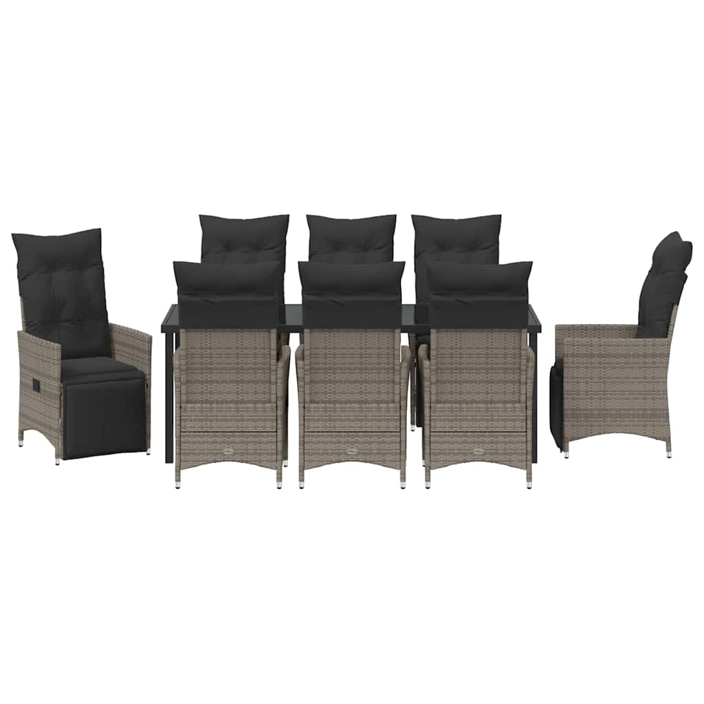 Have Spisebordssæt med pude 9 pcs Grå polyrattan