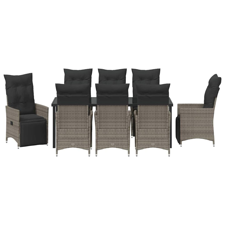 Have Spisebordssæt med pude 9 pcs Grå polyrattan