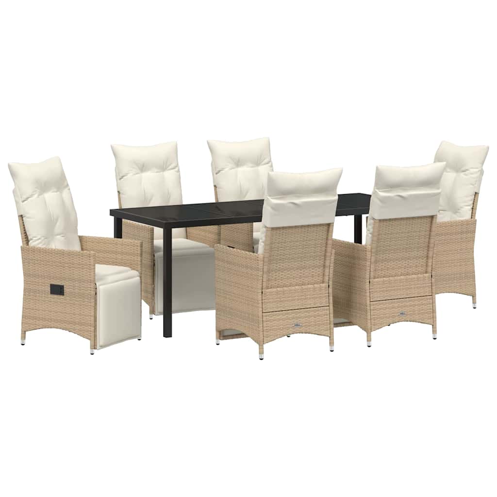 Have Spisebordssæt med pude 7 pcs Beige polyrattan