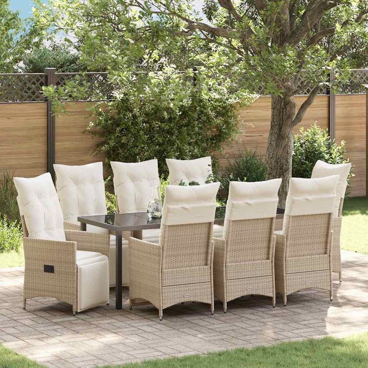 Have Spisebordssæt med pude 9 pcs Beige polyrattan